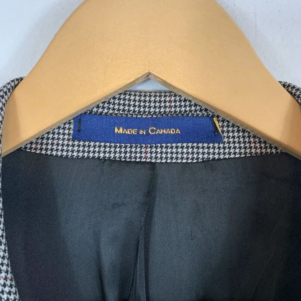 Ralph Lauren Chaps Black White Red Mini Houndstooth Sport Coat Blazer Jacket 42T